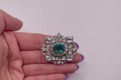 Victorian Large Emerald Paste Brooch