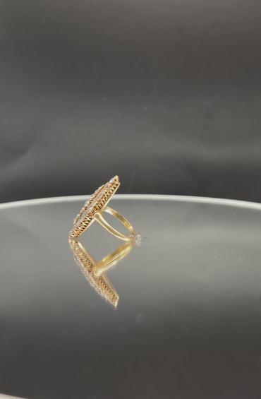 Old Mine Cut Diamond Navette Ring