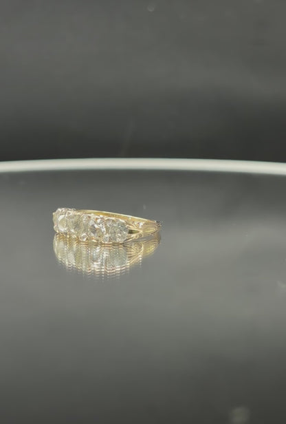Old Mine Cut Diamond Half Hoop Ring