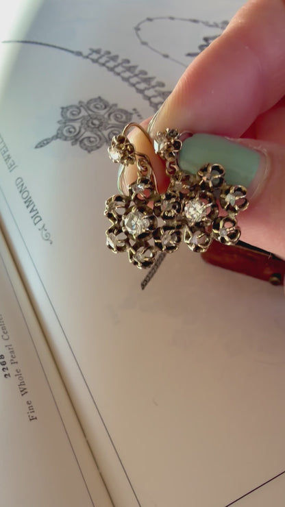 Victorian Diamond Flower Earrings