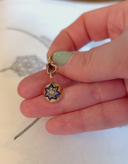 Old Cut Diamond & Enamel Star Charm/Pendant