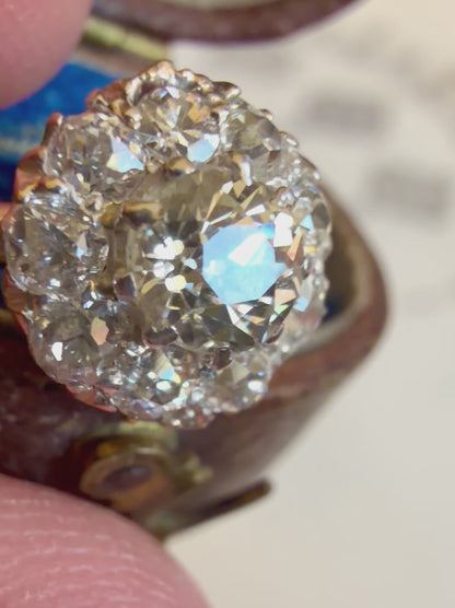 Edwardian Old Cut Diamond Cluster Ring