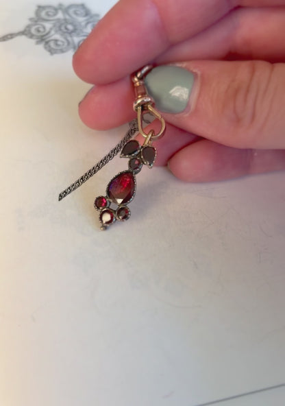 Georgian Flat Cut Foiled Garnet Charm/Pendant