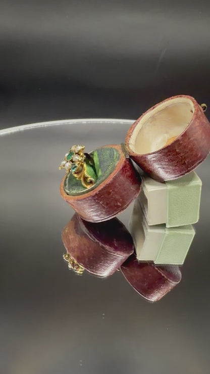 Green Garnet Doublet & Seed Pearl Cluster Ring